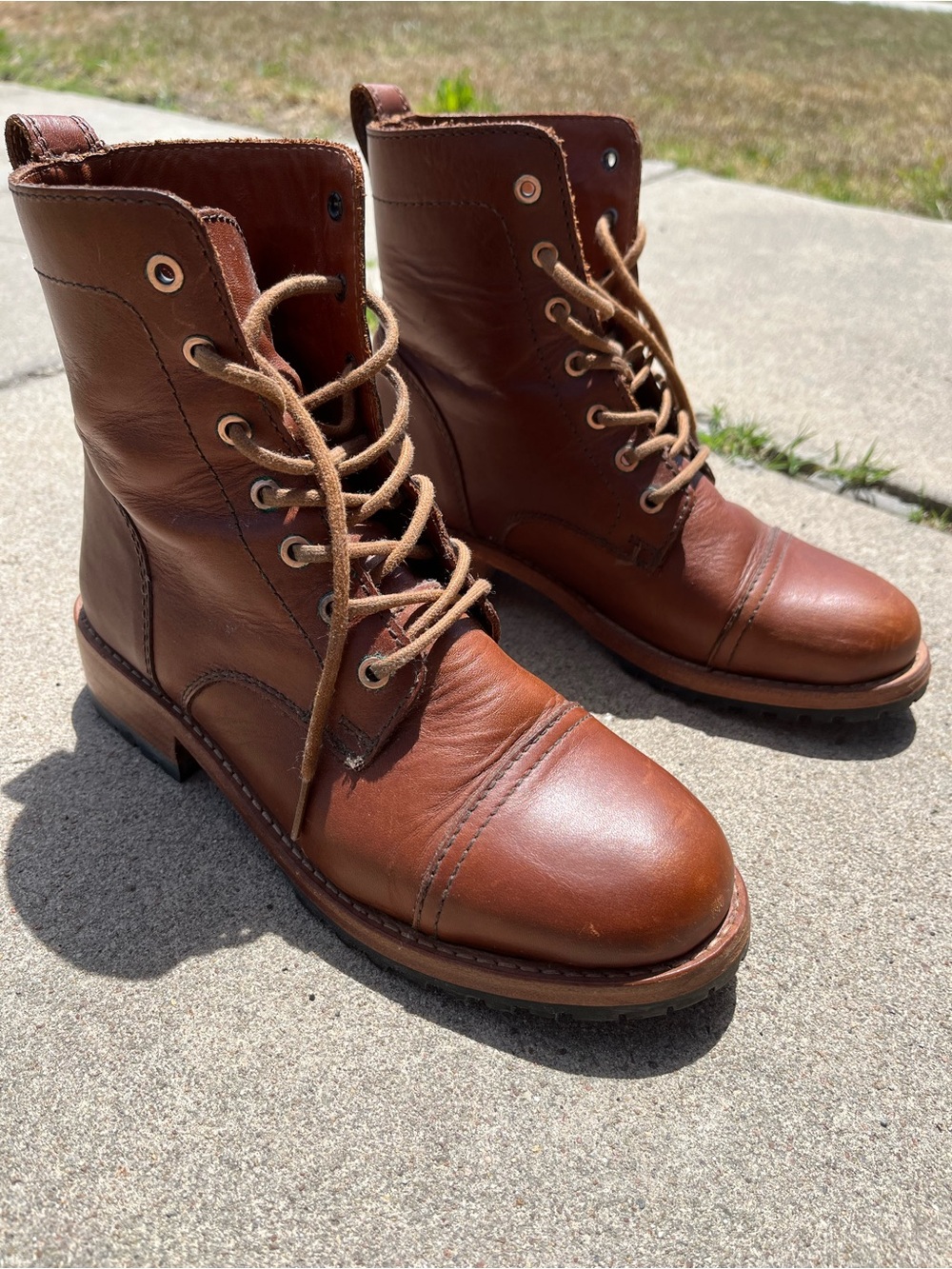 Portland Leather Brown Lace-Up Women's Cap-Toe Boots